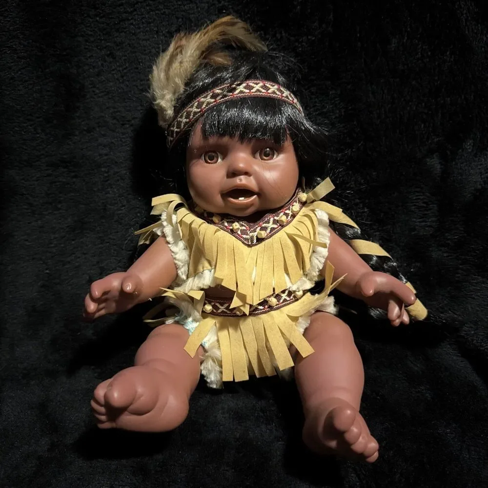 Vintage Goldenvale Collection Porcelain Indian Native American Baby Doll 2000